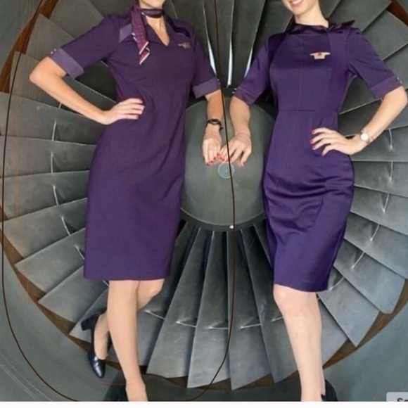 Delta Airlines Zac Posen woman’s purple wool blend flight crew dress size 8 - Picture 1 of 11
